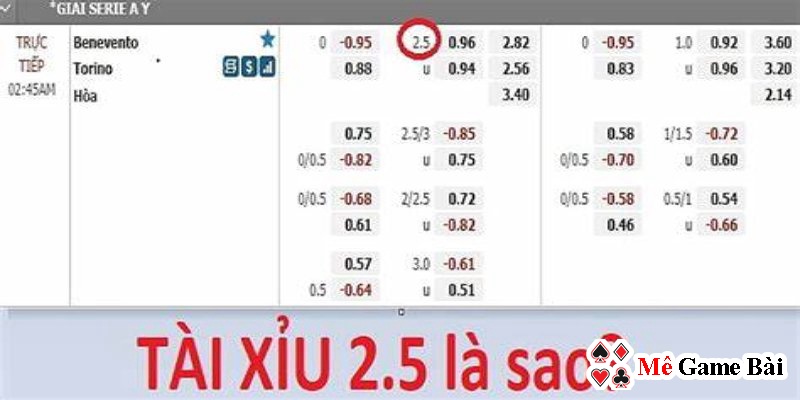 Tài xỉu 2.5 kèo cược dễ chơi